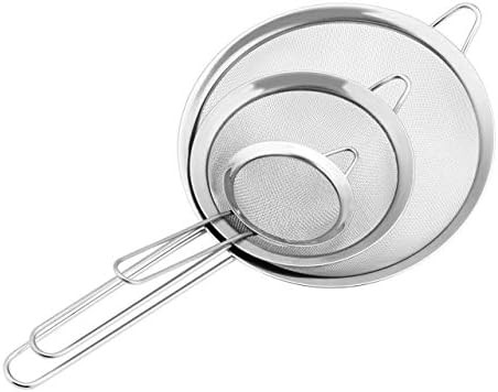 MOON-HOME classy stainless steel mesh strainer set -3pk,kitchen helper;includes 17.8"+15.5"+13.3" | Amazon (US)