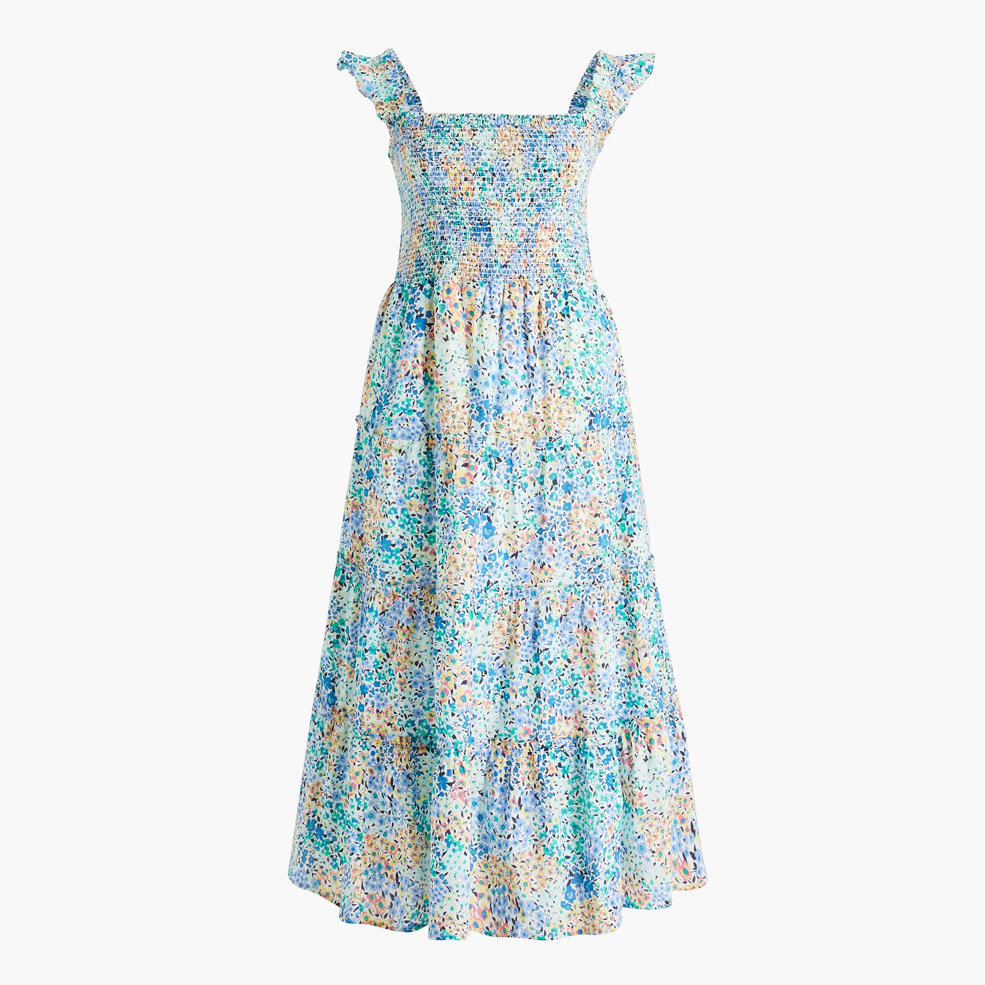 Factory: Floral Smocked Tiered Midi Dress For Women | J.Crew Factory