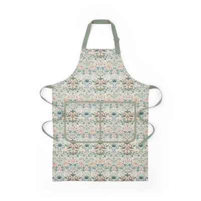 Spode Morris & Co. Strawberry Thief Apron - 100% Cotton Adjustable Cooking & Garden Apron with 2 ... | Target