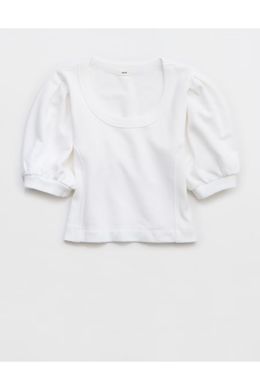Aerie Seams Right Short Sleeve Sweatshirt Women's White XXS | American Eagle Outfitters (US & CA)