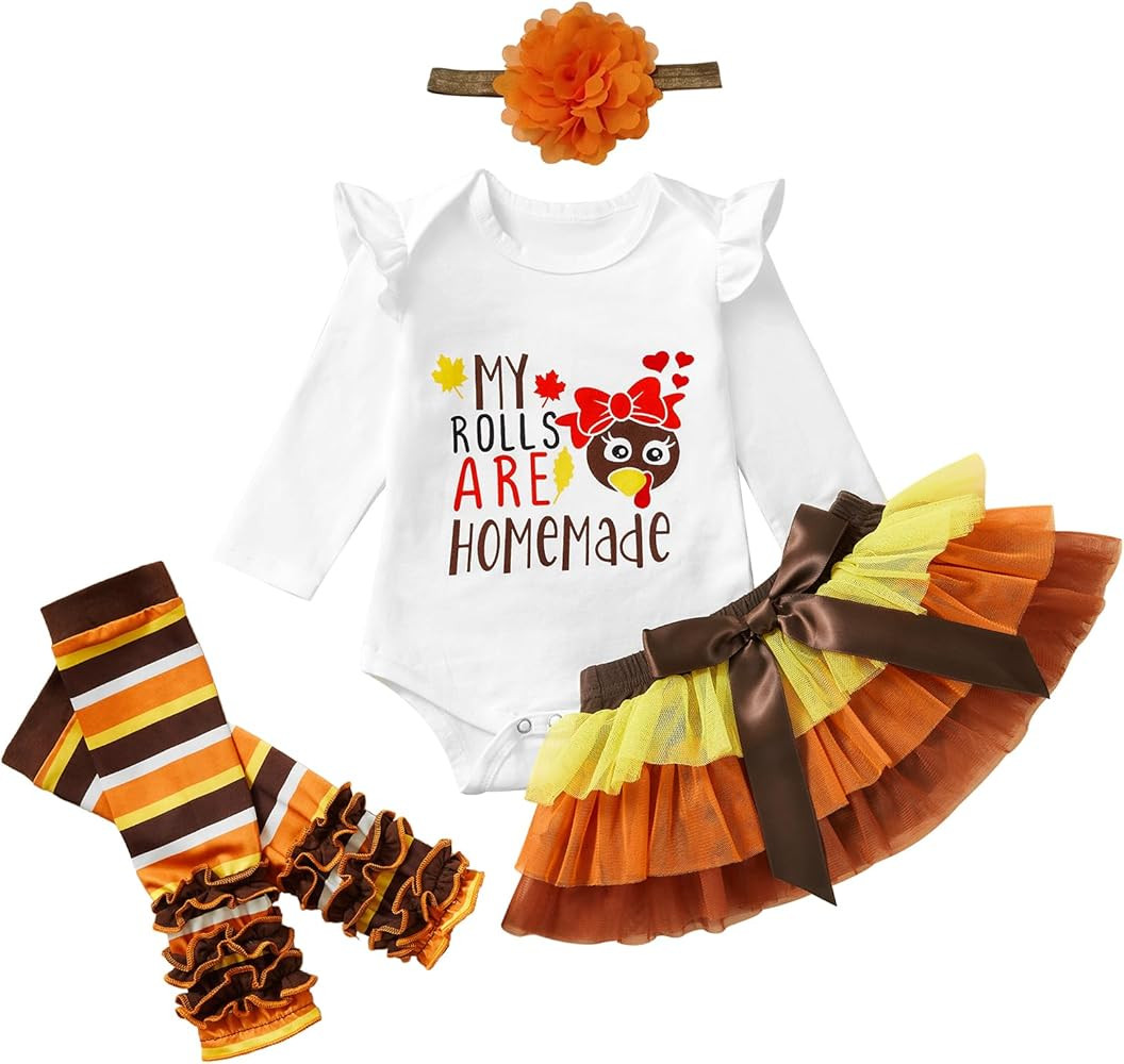Weixinbuy My First Thanksgiving Outfit Newborn Baby Girl Boy Clothes 1st Thanksgiving Romper Tutu... | Amazon (US)
