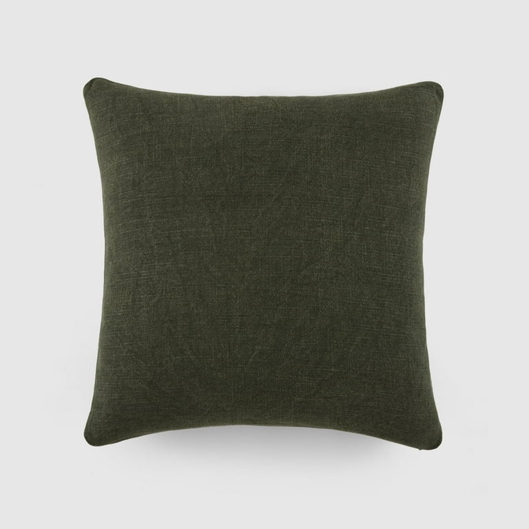 Stone Washed Throw Pillows in Distressed Cotton Solid Olive Gree by Comfort Canopy - Walmart.com | Walmart (US)