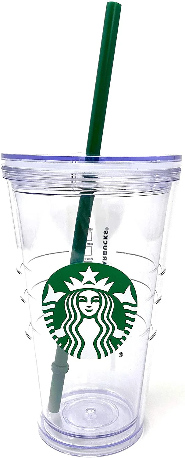 Starbucks Cold Cup Clear Grande Tumbler Traveler With Green Straw Logo - 16oz - Walmart.com | Walmart (US)