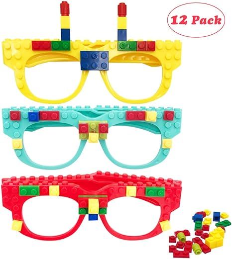 Hxezoc 12 Pcs DIY Building Bricks Glasses Building Blocks Games for Kids Creative Building Block ... | Amazon (US)