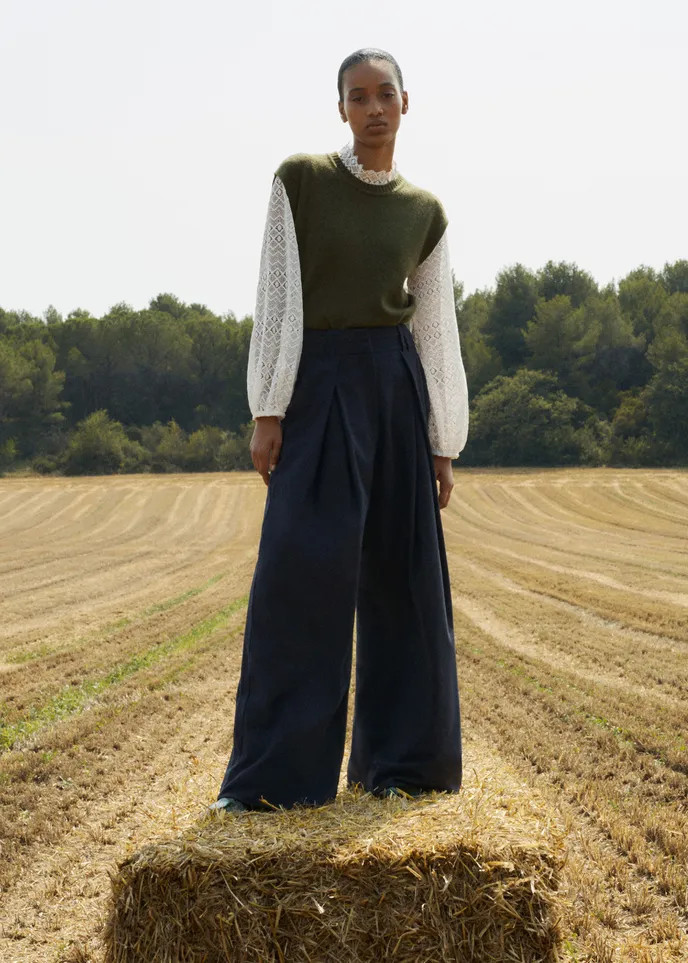 Statement Lace Sleeve Layering Blouse | ME+EM US