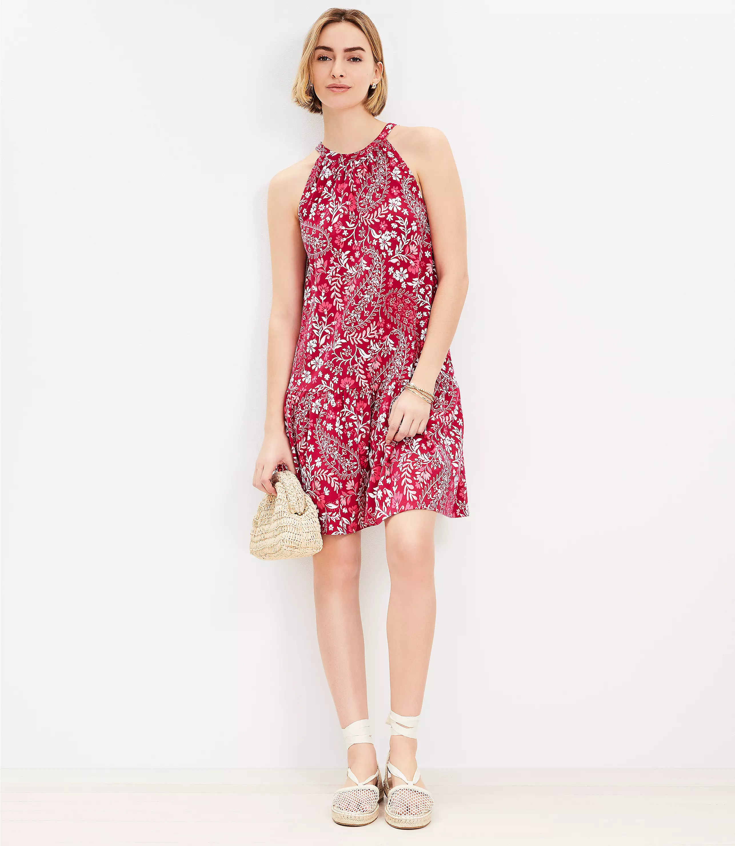 Paisley Flounce Mini Halter Dress | LOFT