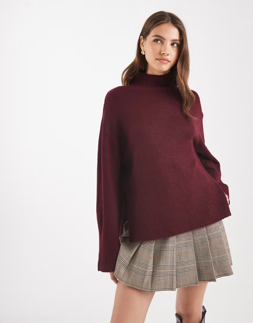 Brave Soul – Hochgeschlossener Pullover in Burgunderrot mit weiten Ärmeln | ASOS (Global)