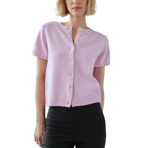 Womens Short Sleeve Cardigan Button Down Sweaters Knitted Casual Solid Color Outerwear Lightweigh... | Amazon (US)