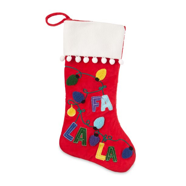 Holiday Time 20inch Falala Light Chain Christmas Stocking, Red - Walmart.com | Walmart (US)