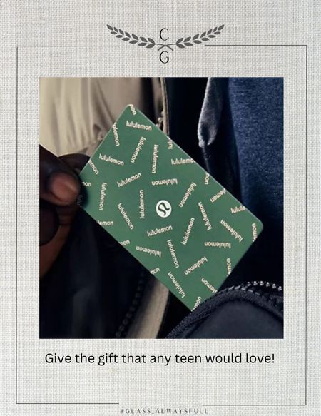 Give the gift that every teenager or myself would love! Lululemon, Lululemon gift card, gift guide for her, teen gift guide, women’s gift guide, college gift guide, girls gift guide, gift guide, teen girl gift guide, teenager gift guide. Callie Glass @glassalwaysfull 

#LTKHoliday #LTKSeasonal #LTKGiftGuide