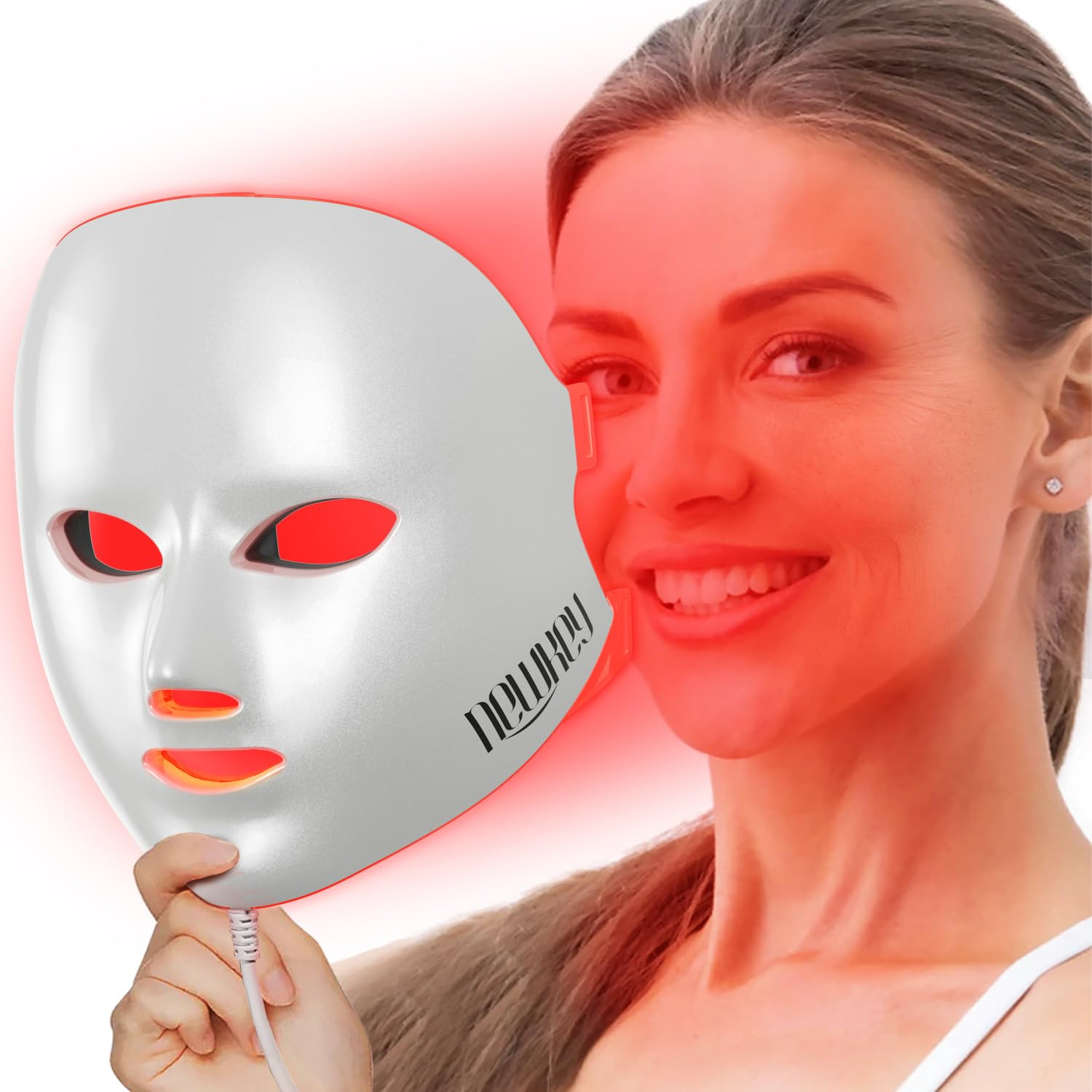NEWKEY Red Light Therapy Mask for Face Wrinkles, 7 LED Light Therapy Facial Skin Care Mask,At-Hom... | Amazon (US)
