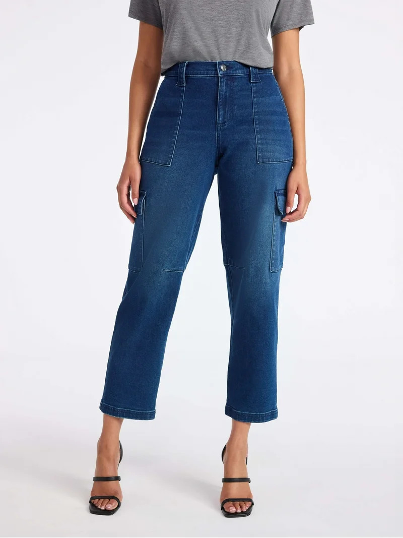 Sofia by Sofia Vergara Women's and Women's Plus Size Cargo Barrel Jeans, 26.5" Inseam, Sizes 0-26 | Walmart (US)