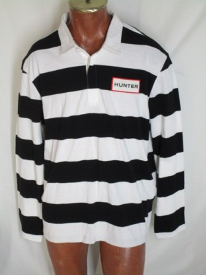 Hunter Target Black White Striped Long Sleeve Polo Shirt XXL Cotton | eBay US