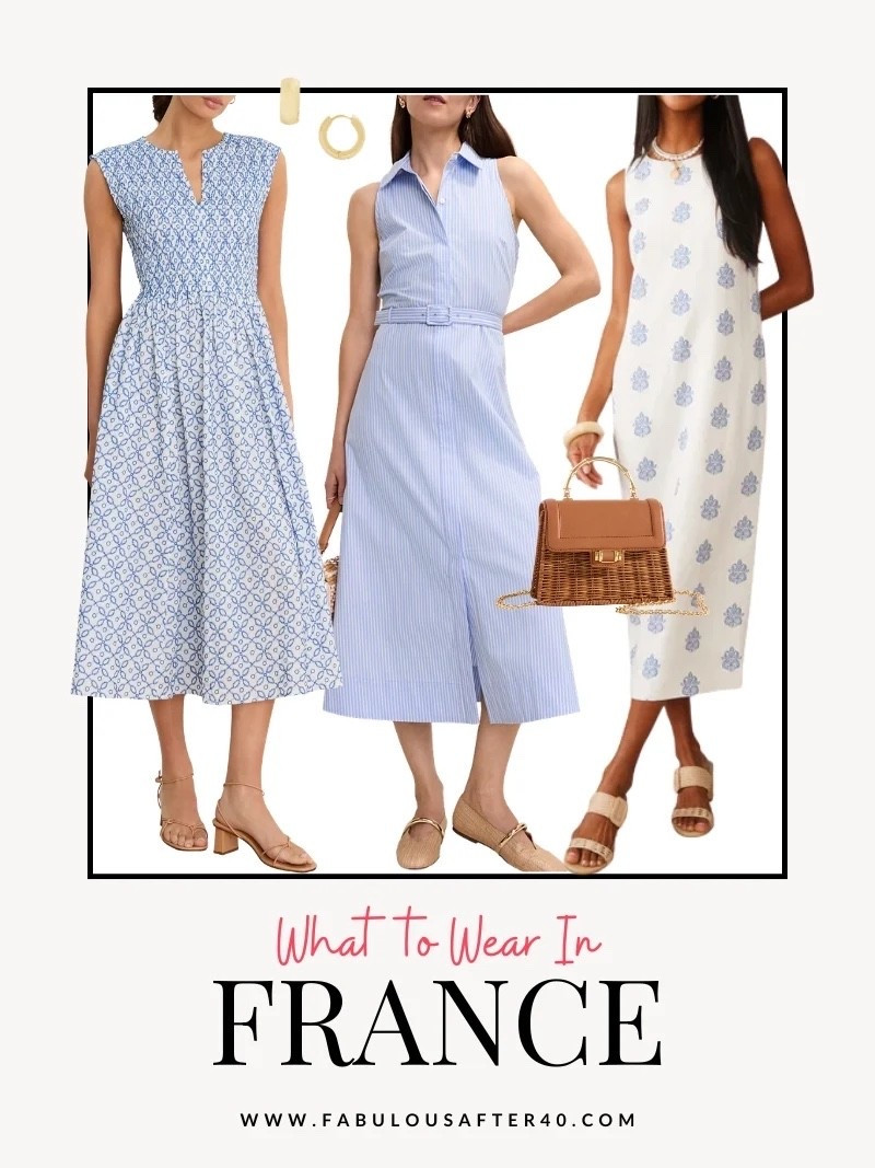 Blue and white just feels right for France. 🇫🇷💙
It’s fresh, timeless, and always looks effortlessly chic. If I were packing for a trip to France, these are exactly the kinds of pieces I’d reach for—easy dresses, comfortable shoes for lots of walking, and a beautiful woven bag that works from sightseeing to dinner.

#LTKTravel #LTKSeasonal #LTKOver40