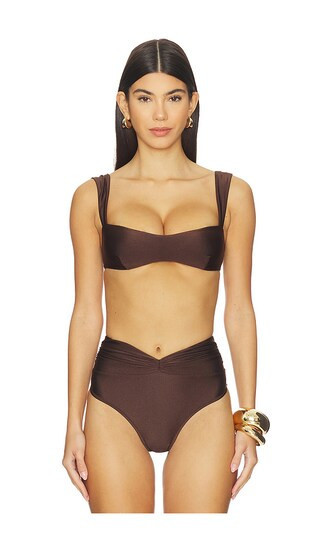 Shani Shemer Aster Bikini Top in Brown. - size XS | Revolve Clothing (Global)