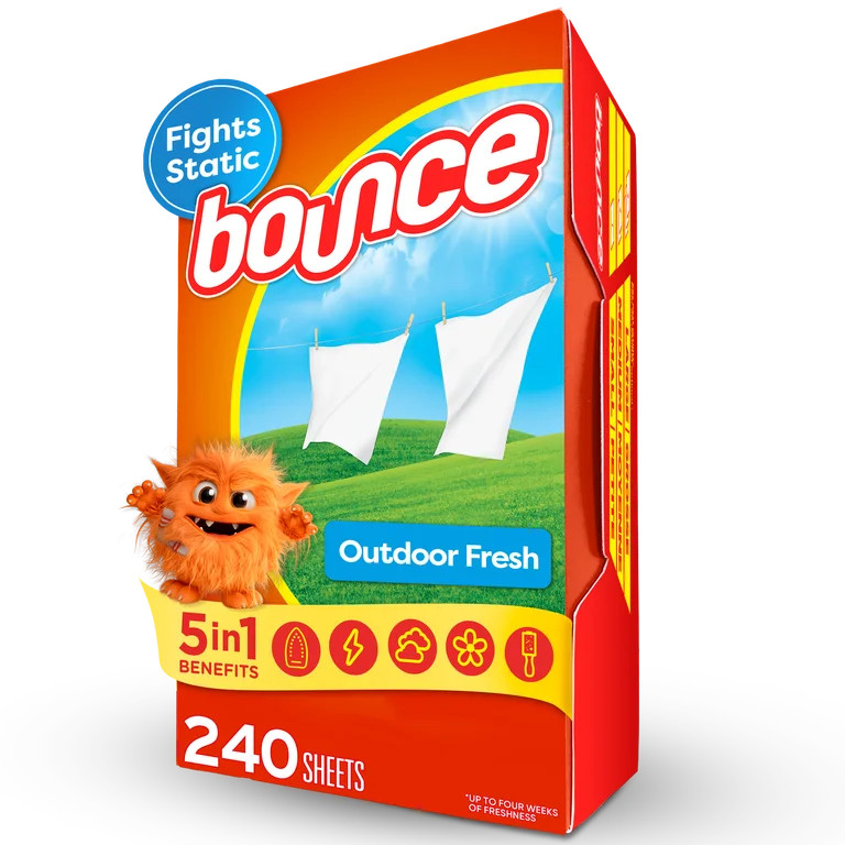 Bounce Dryer Sheets, Outdoor Fresh Scent, 240 Count | Walmart (US)