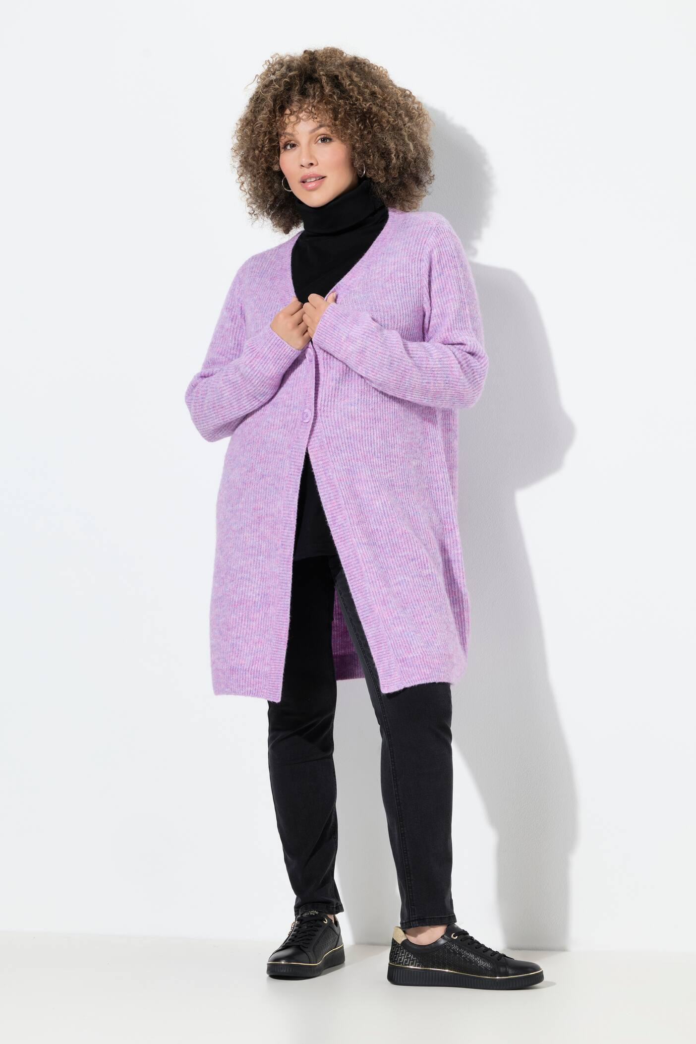 Long Wool Blend Stretch Fit Cardigan | Ulla Popken - US