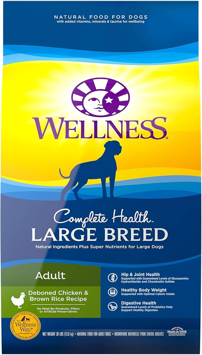 Wellness Complete Health Dry Dog Food, Large Breed, Adult, Chicken & Brown Rice, Natural Pet Food, H | Amazon (US)