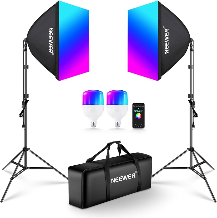NEEWER RGB Softbox Lighting Kit with App Control & 9 Effect Modes, 2 Pack 26W FCC/IC/UL Certified... | Amazon (US)
