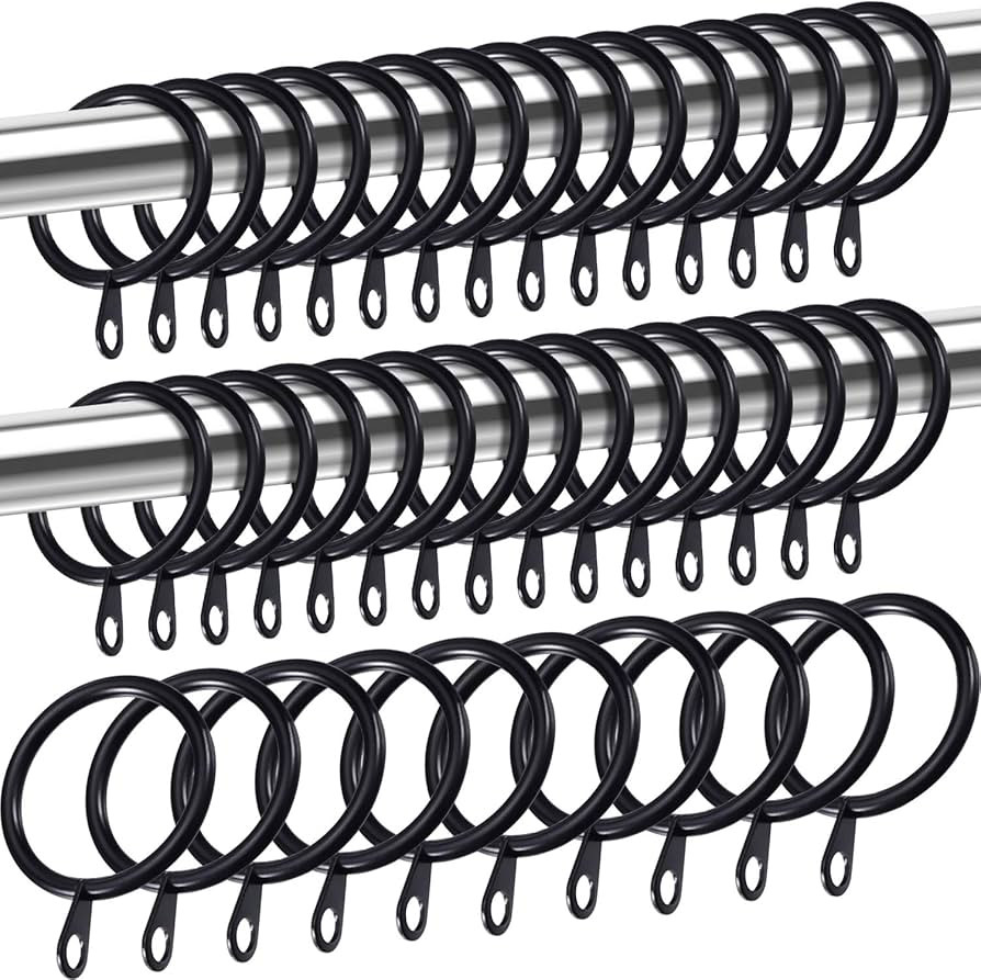 Shappy 40 Packs Metal Drapery Curtain Rings Hanging Rings for Curtains and Rods, Drape Sliding Ey... | Amazon (US)