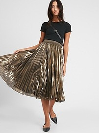 Metallic Pleated Midi Skirt | Banana Republic (US)