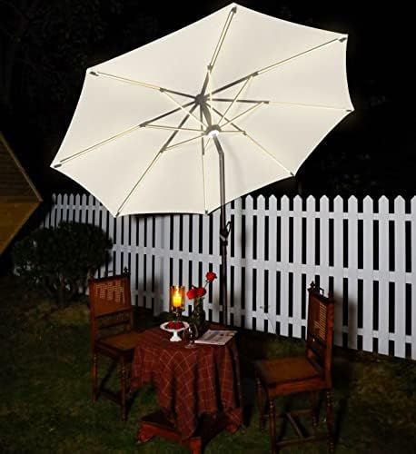 VINEY 9 FT Solar Patio Umbrella LED Market Umbrella Aluminum Lighted Outdoor Table Umbrellas with... | Amazon (US)