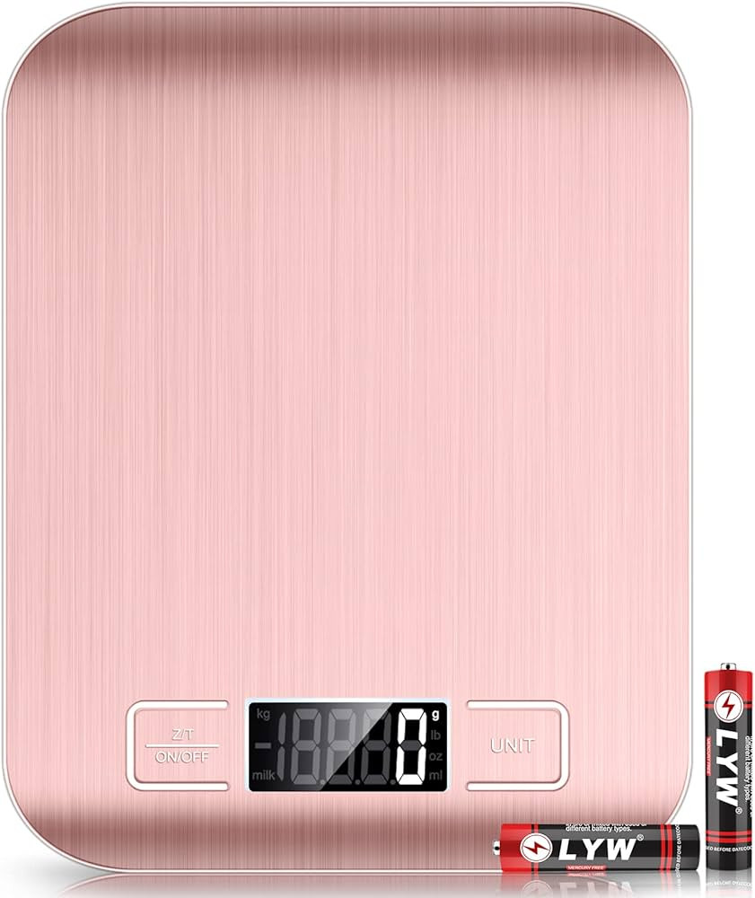 Mik-Nana Food Scale Pink, 10kg/22lb Digital Kitchen Scale Weight Grams and Oz for Baking and Cook... | Amazon (US)