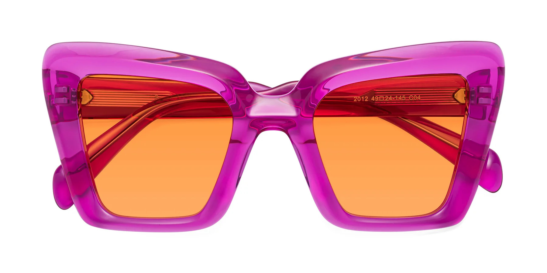 Crystal Purple Oversized Acetate Butterfly Tinted Sunglasses with Orange Sunwear Lenses - Swan | Yesglasses