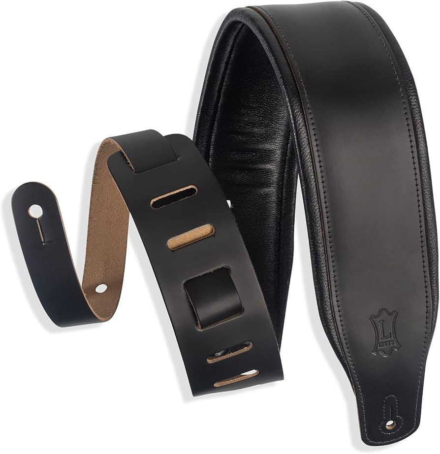 Levy's Leathers 3" Wide Amped Leather Series Guitar Strap with Foam Padding and Garment Leather B... | Amazon (US)