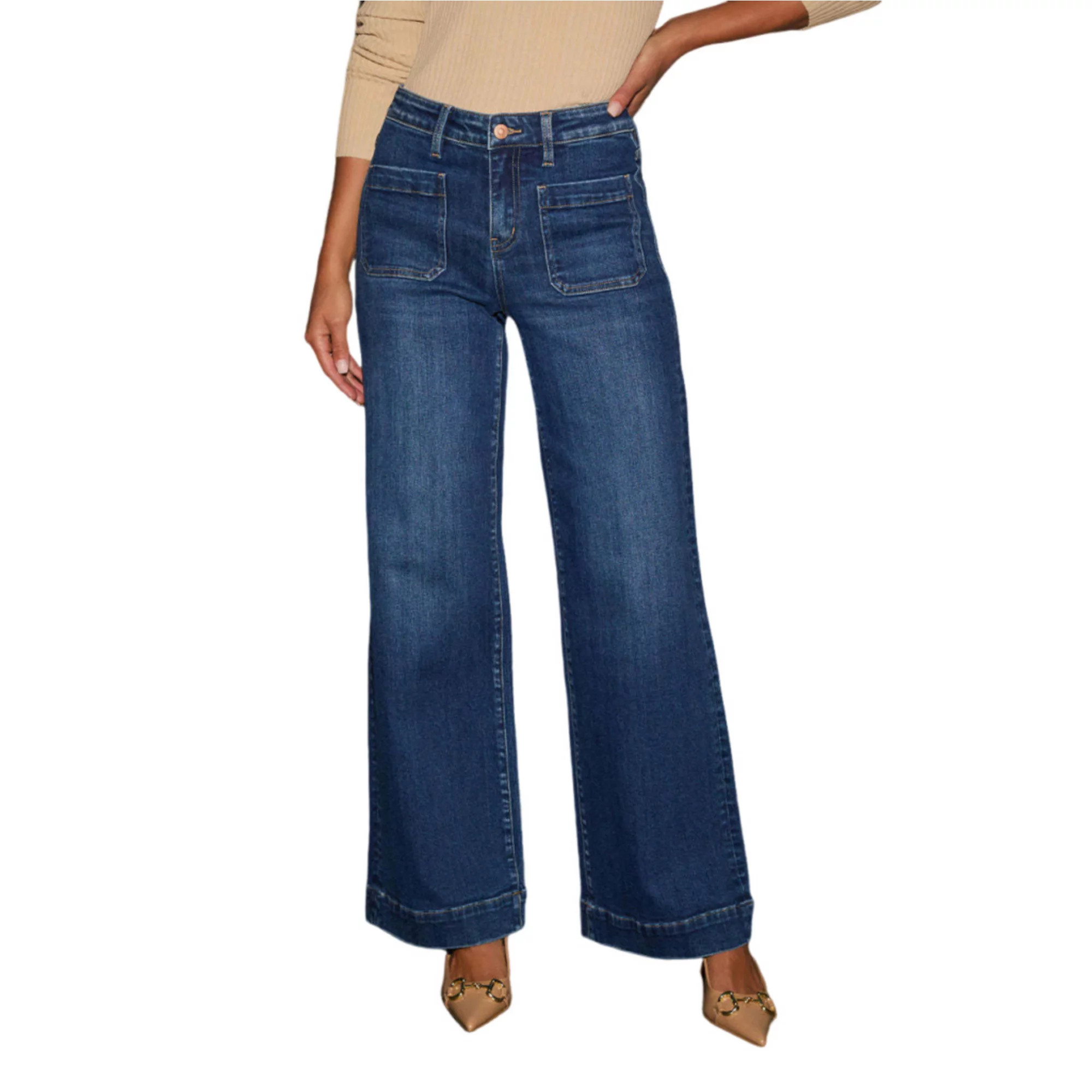 Womens Wide Leg Jeans High Waisted Stretchy Straight Jeans Loose Denim Pants with Pockets | Kohl's