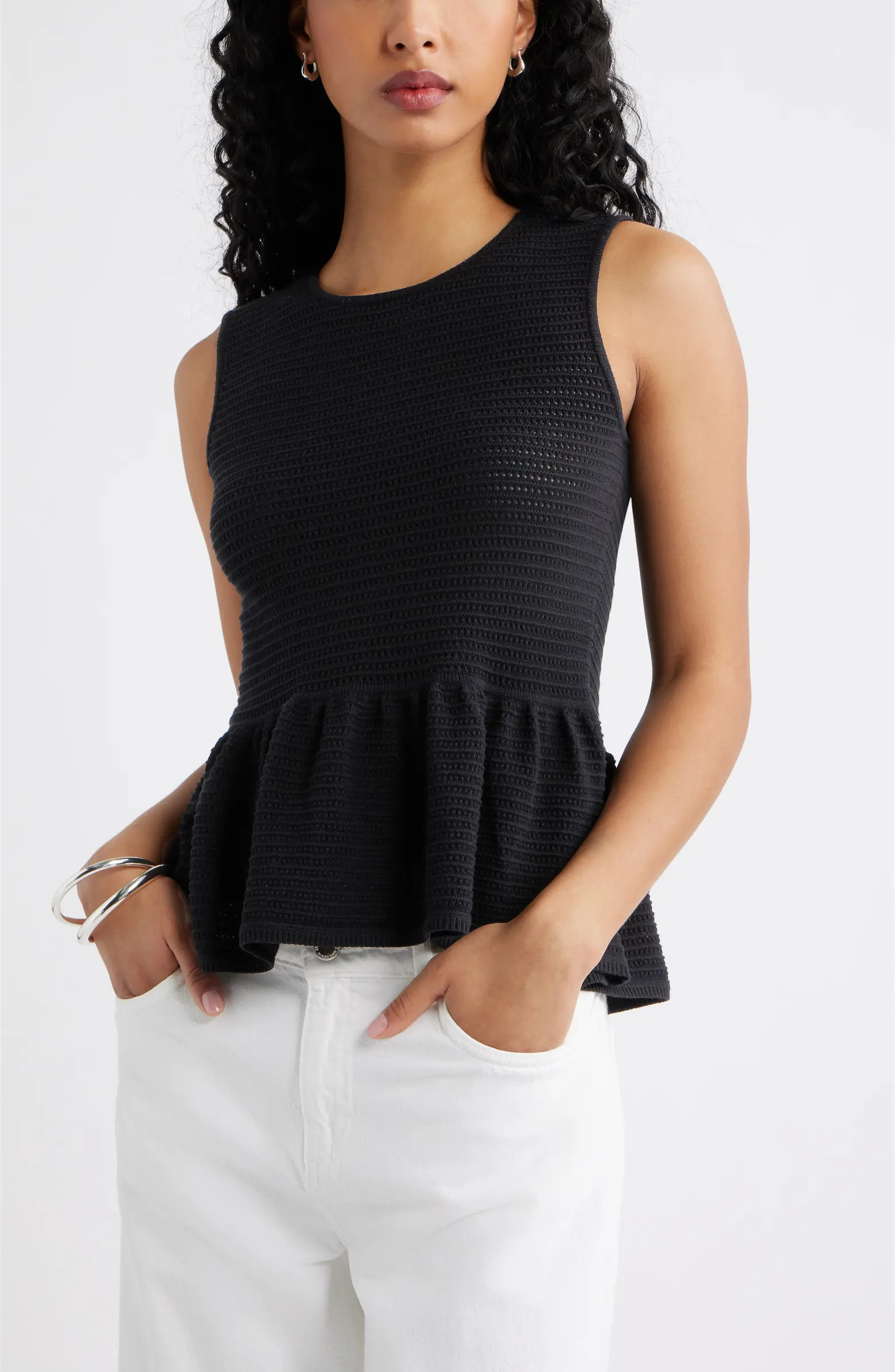 Open Stitch Peplum Sweater Tank | Nordstrom