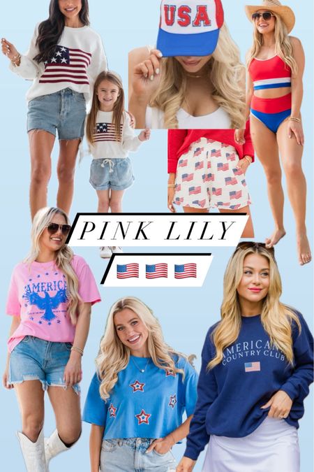 SARAHLIT to save! Sized up in tees and sweatshirts. Everything else is tts! Pink lily 4th of July Memorial Day mama mini outfits swims 

#LTKStyleTip #LTKFamily #LTKSwim