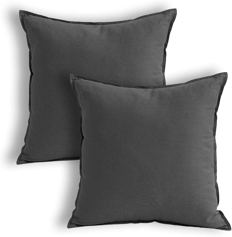 Jeanerlor Solid Cotton Linen Decoration Throw Pillow Cover Dark Grey Cushion Case vhc Pillow Cove... | Amazon (US)