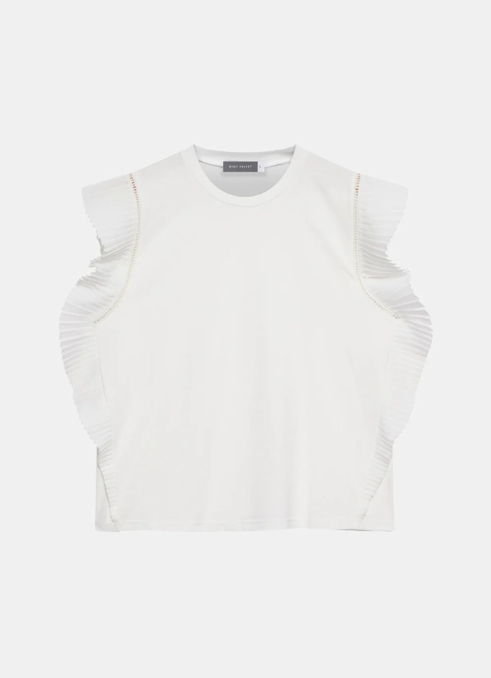 White Cotton Pleated T-Shirt | Mint Velvet