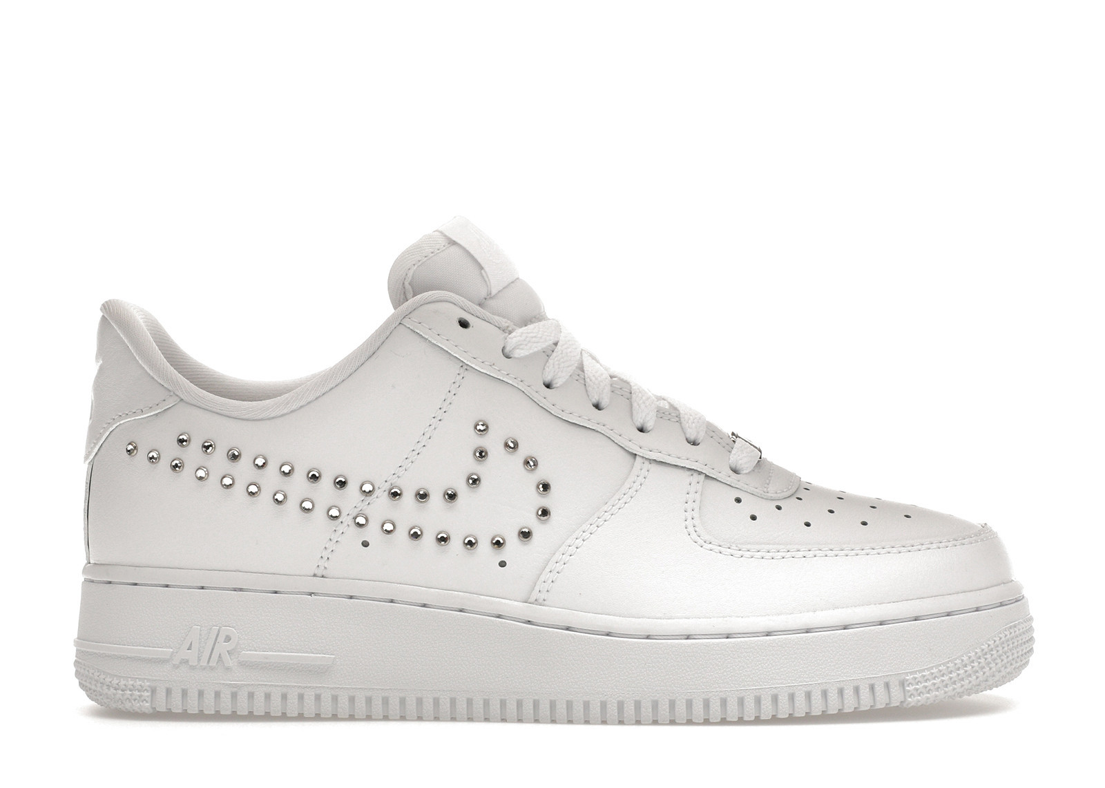 Nike Air Force 1 Low '07 Studded Swoosh (Women's) Sneakers in White/Metallic Silver/Platinum Tint | StockX