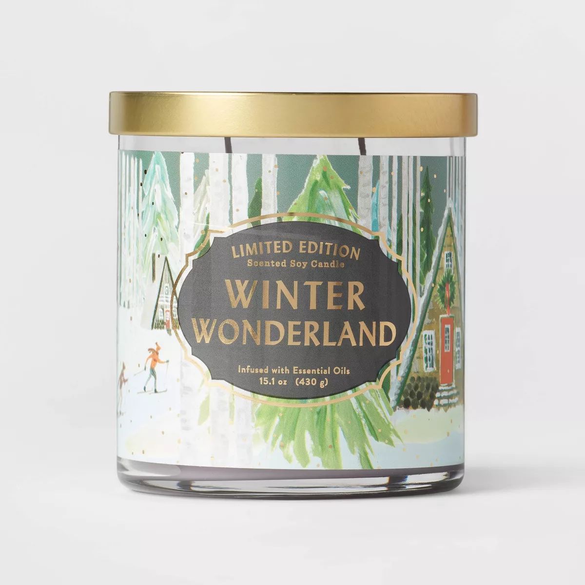 15.1oz Limited Edition Lidded Glass Jar 2-Wick Holiday Winter Wonderland with Printed Scene Label... | Target