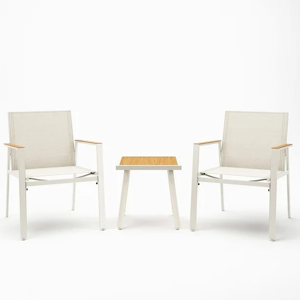 LAUSAINT HOME 3 Pieces Patio Conversation Set, Textilene Outdoor Bistro Set with Wood-like Grain ... | Walmart (US)