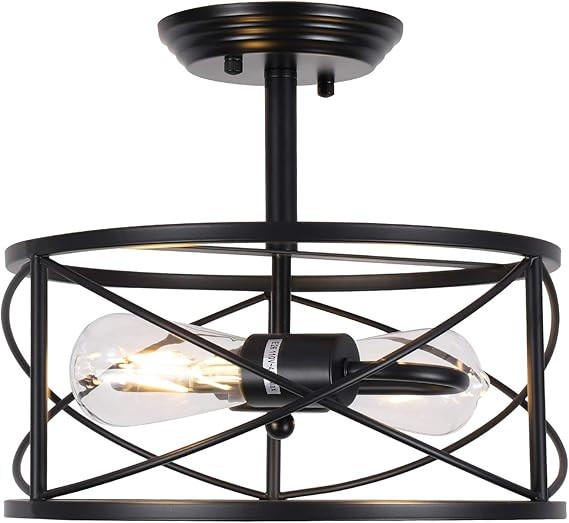 HMVPL Semi Flush Mount Ceiling Light Fixtures, Farmhouse Close to Ceiling Lamp Industrial 2-Light... | Amazon (US)