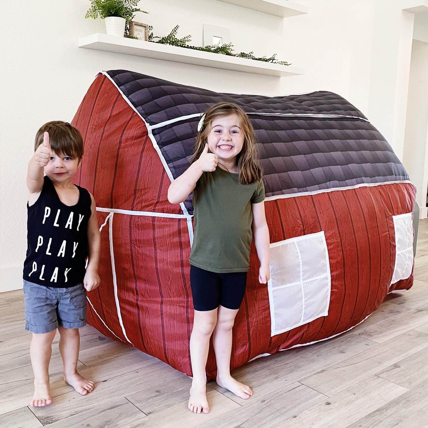 The Original AirFort Build A Fort in 30 Seconds, Inflatable Fort for Kids (Farmer's Barn) | Amazon (US)