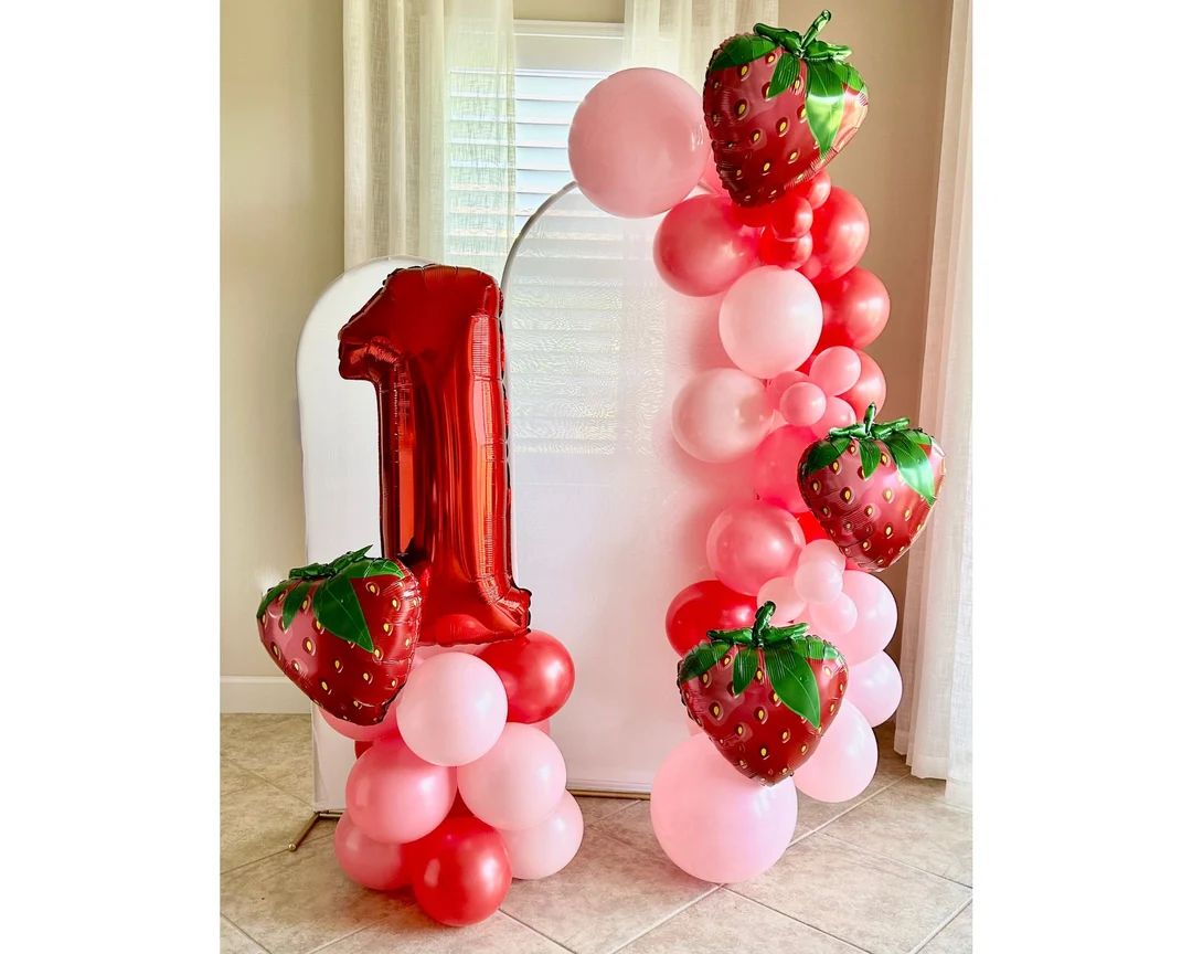 Strawberry Balloon Garland DIY Kit~Berry First Birthday~A Berry Sweet One Birthday~Strawberry Bal... | Etsy (US)