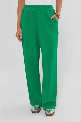 Green Elastic Waist Wide Leg Pants | Avara