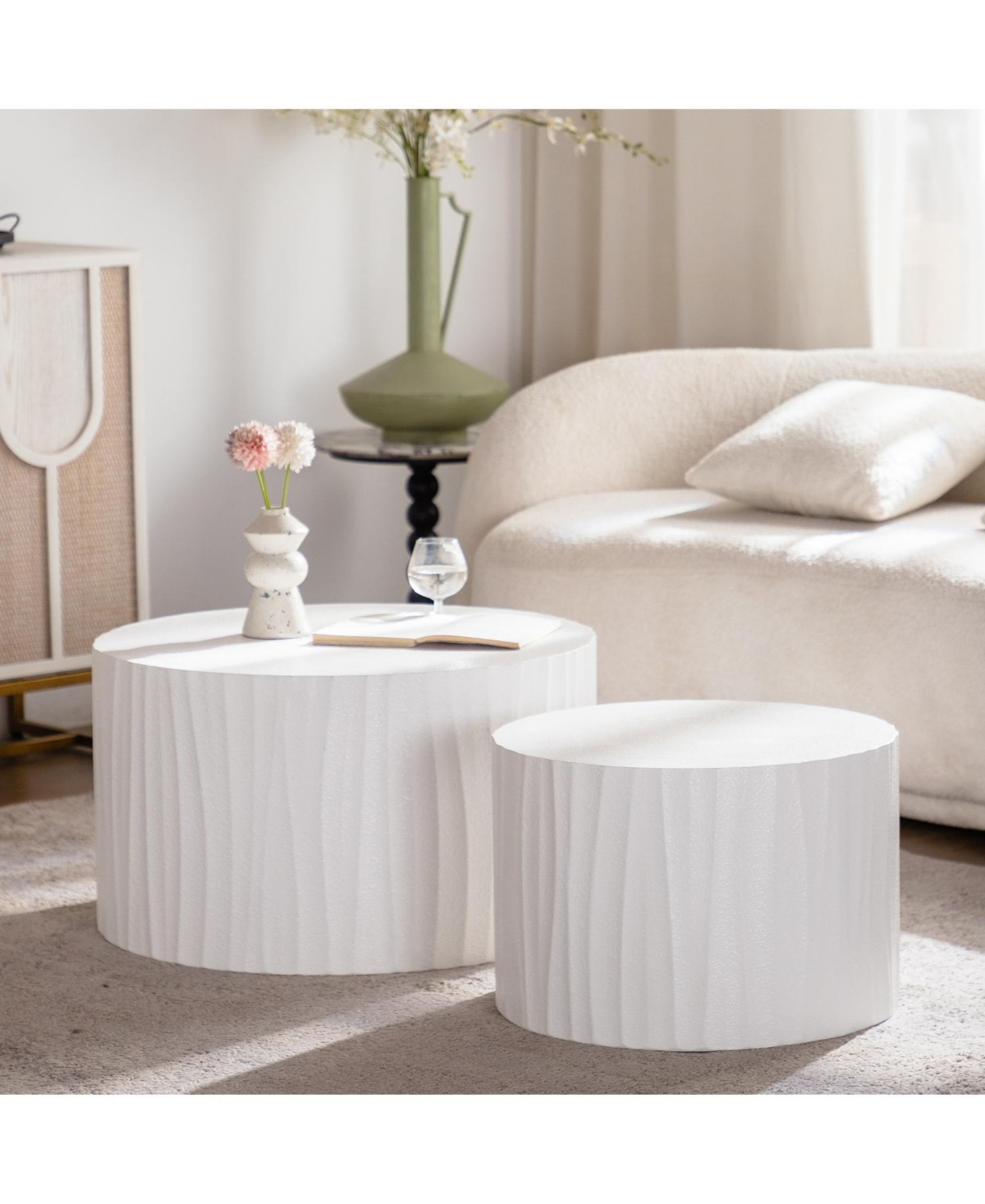 Streamdale Furniture Nesting Coffee Table Set - Round Wood Modern Accent Tables - Beige | Macy's