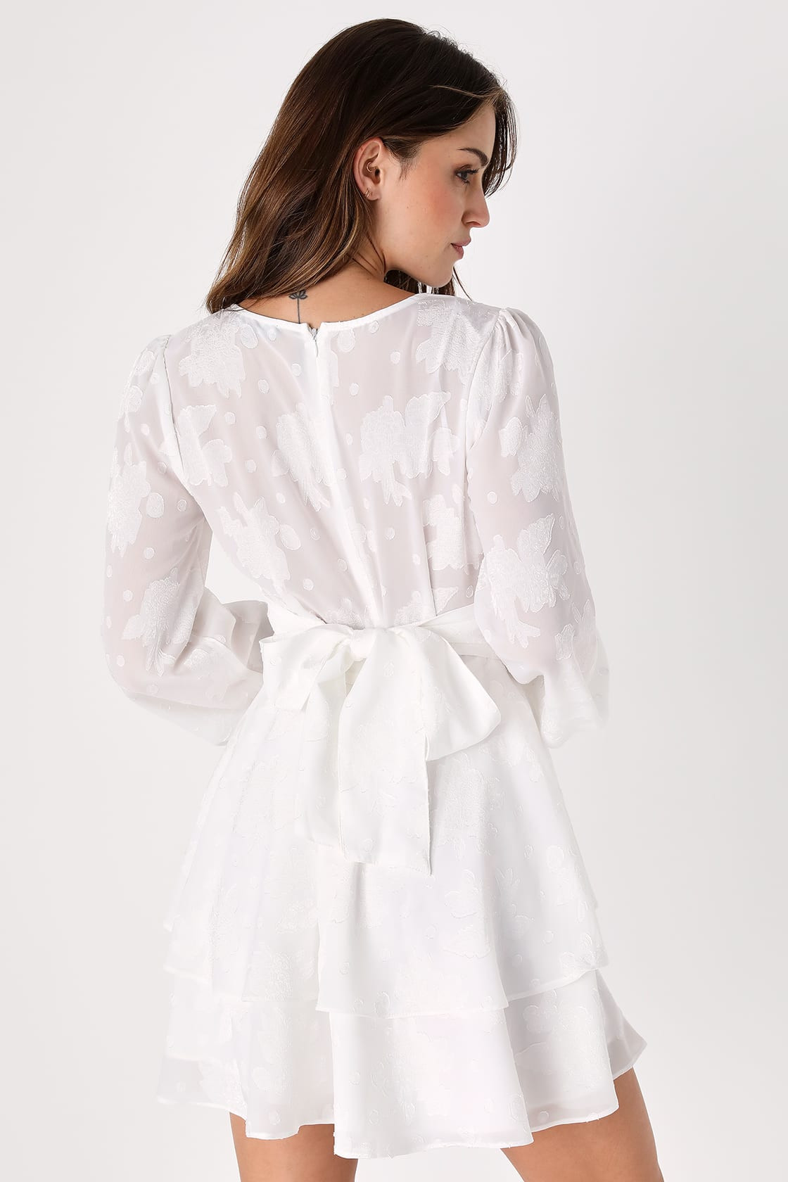 Flirty Moments White Burnout Floral Balloon Sleeve Mini Dress | Lulus (US)