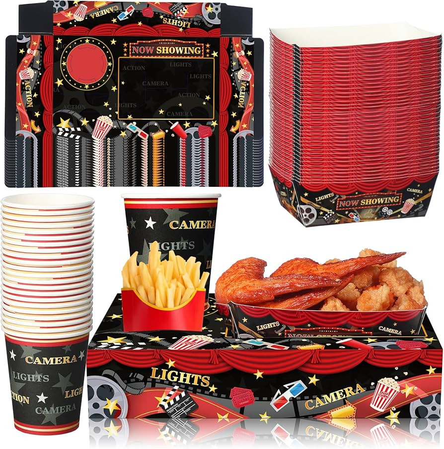 72 Pcs Movie Night Party Supplies Snack Trays Boxes with Disposable Paper Food Cups Combo Trays C... | Amazon (US)