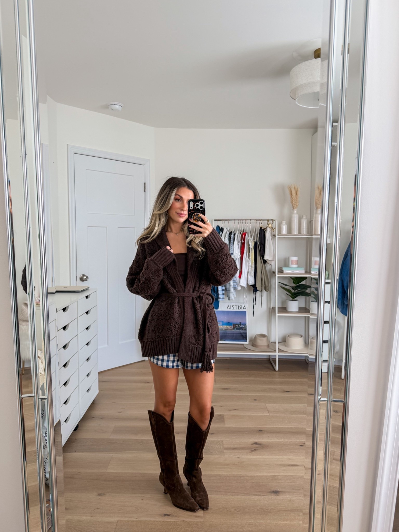 early fall outfit idea — size small in the cardigan, xs in the tank top and boxer shorts

#LTKPetite #LTKootd #LTKSeasonal