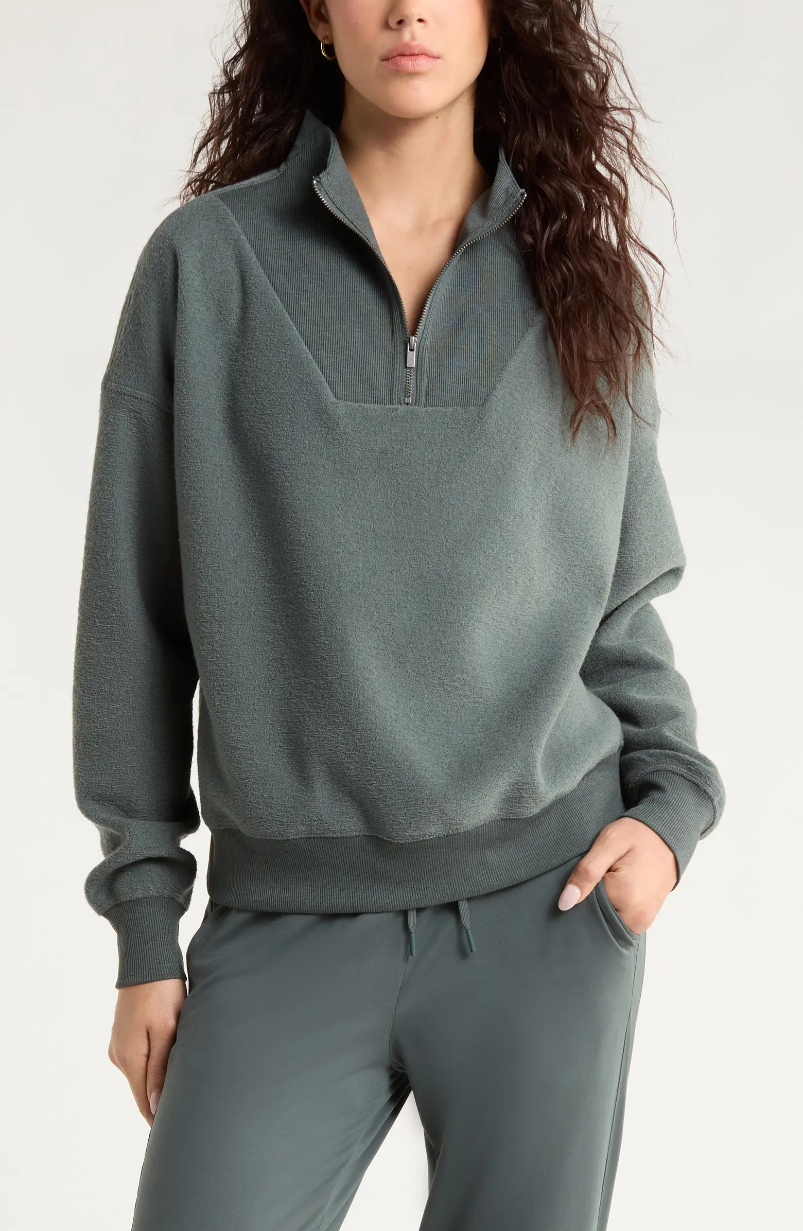Cozy Mock Neck Quarter Zip Sweatshirt | Nordstrom