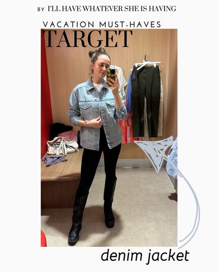 Denim jacket - target find 
This oversized denim jacket is a spring must-have for chilly nights. Wear it with black leggings, white jeans, a slip skirt or a sundress. 
#traveloutfit #vacationoutfit #airportoutfit #airplaneoutfit #spring #springstyle #denimjacket

#LTKfindsunder50 #LTKtravel #LTKFestival