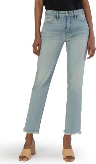 Rachael Fab Ab High Waist Frayed Crop Mom Jeans | Nordstrom