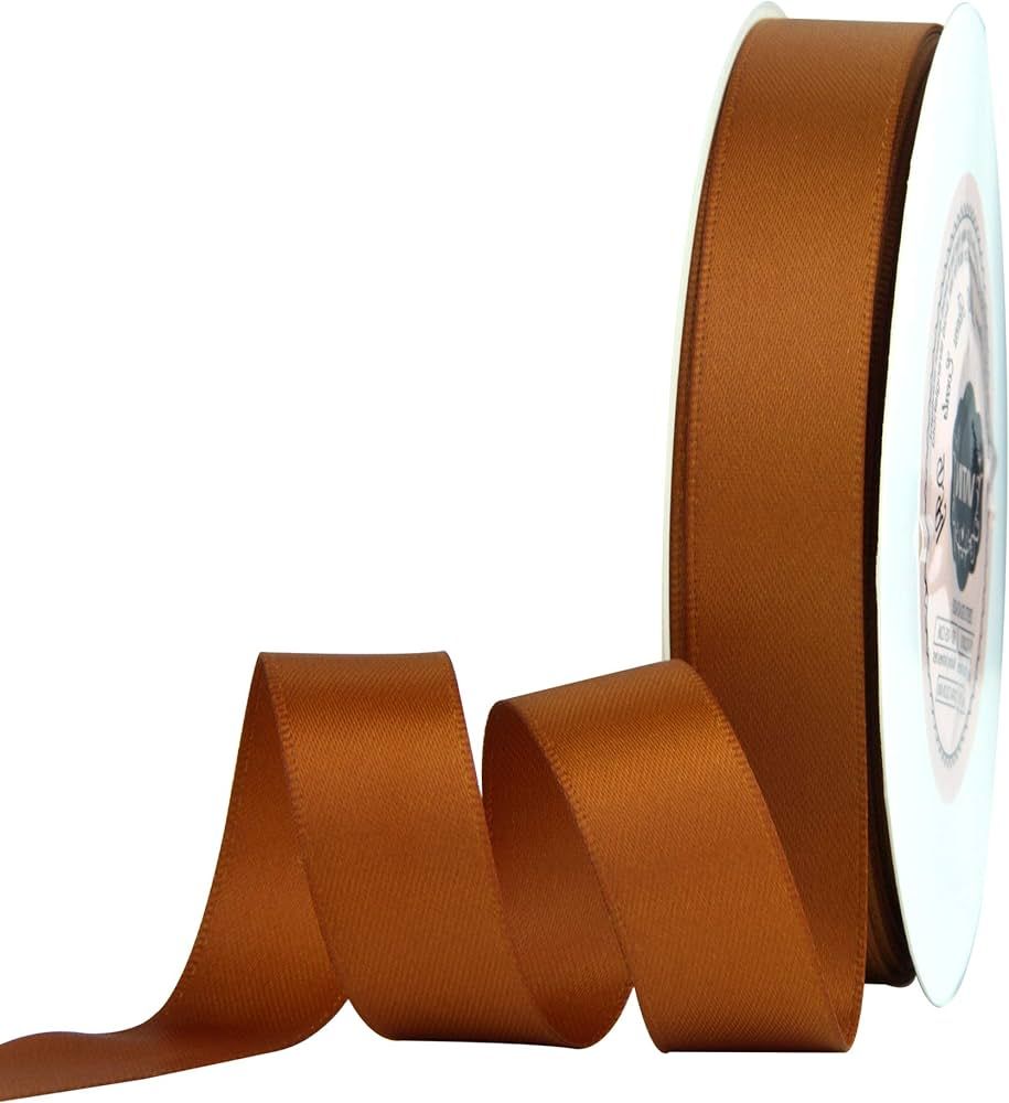 VATIN 5/8 inch Double Faced Polyester Dark Copper Satin Ribbon -Continuous 25 Yard Spool, Perfect... | Amazon (US)