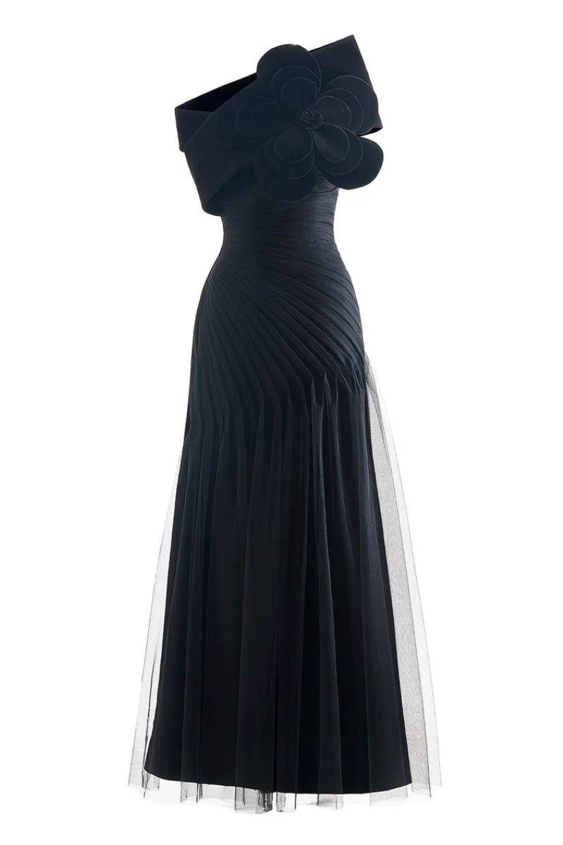 CULT MIA X HAPPY CLOTHING LESTER A-LINE ORGANZA MAXI DRESS IN BLACK | HAPPY CLOTHING | CULT MIA | CULT MIA UK LTD